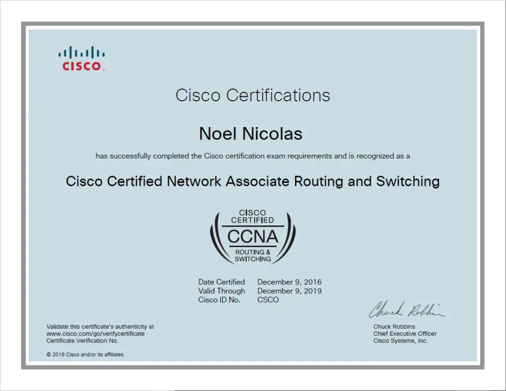 CCNA Certificate